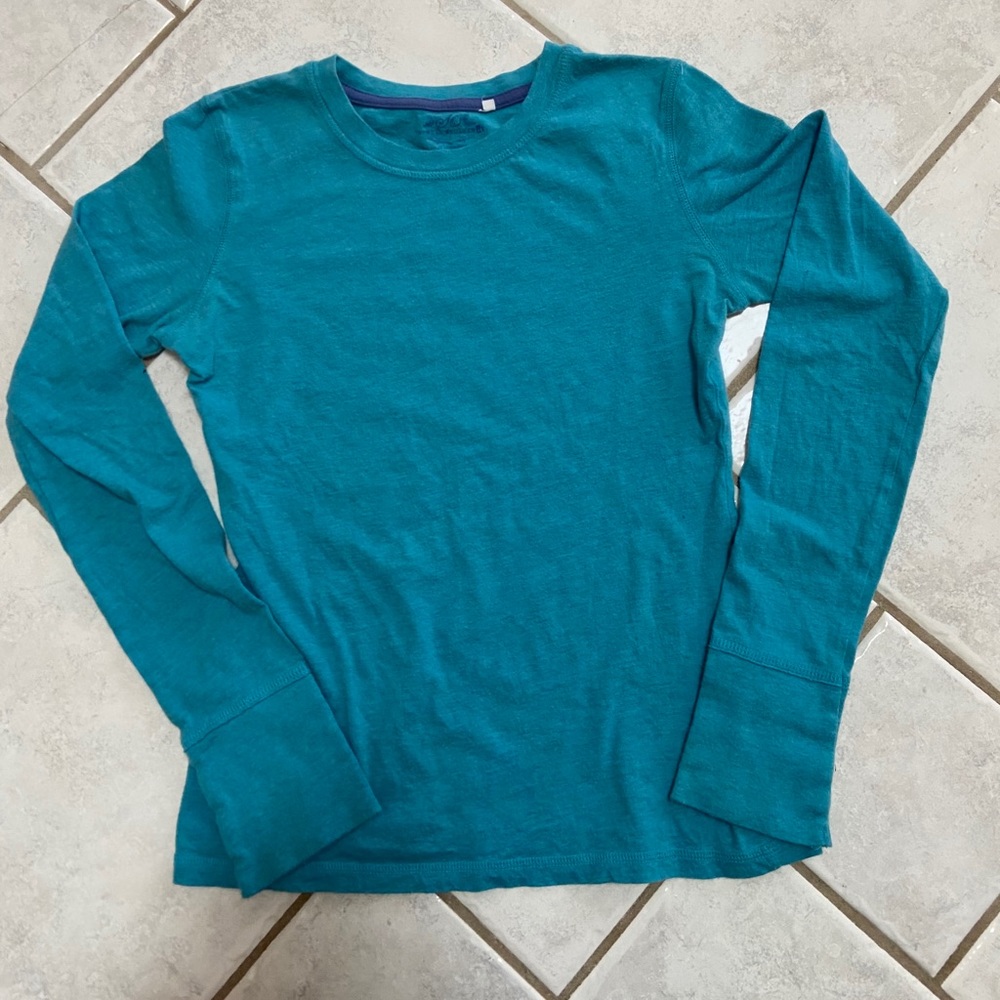 Juniors teal long sleeve tee